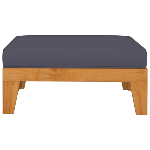 Sectional Footrest With Dark Grey Cushion Solid Acacia Wood