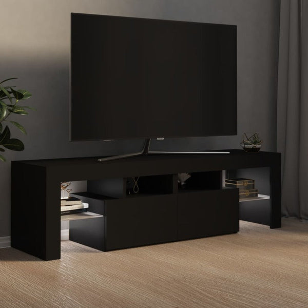 Tv Cabinet With Led Lights Black 140X36.5X40 Cm