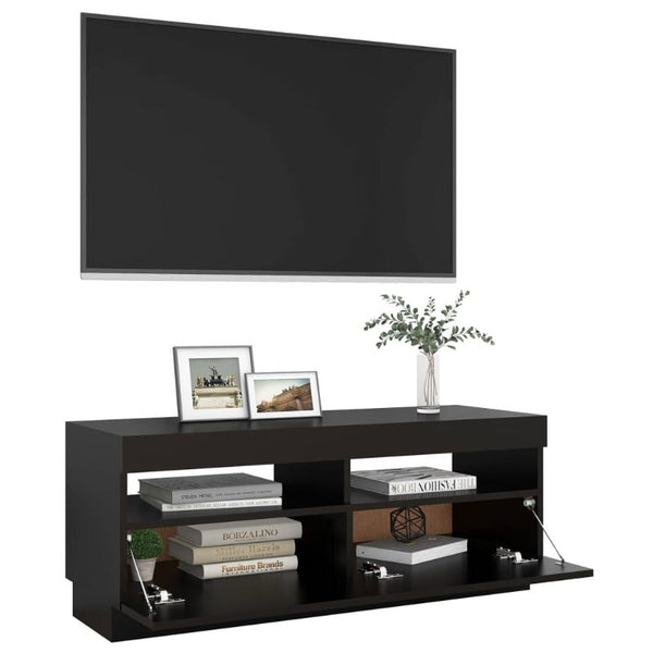 Tv Cabinet With Led Lights Black 100X35x40 Cm