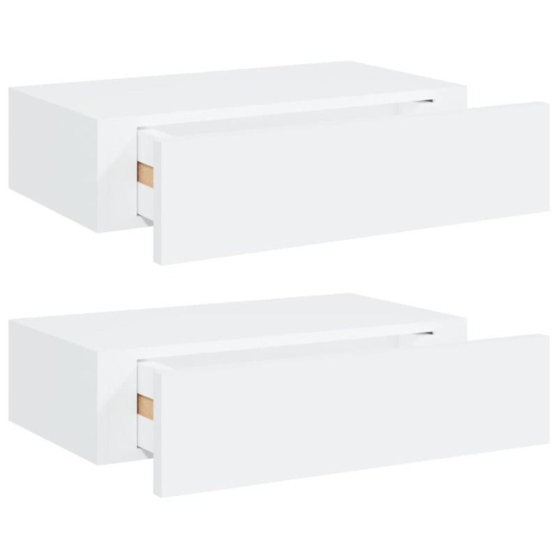Wall-Mounted Drawer Shelves 2 Pcs White 40X23.5X10 Cm Mdf