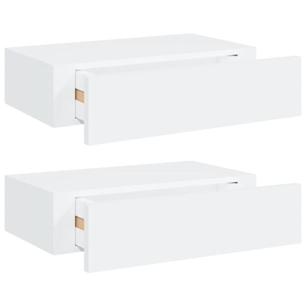 Wall-Mounted Drawer Shelves 2 Pcs White 40X23.5X10 Cm Mdf