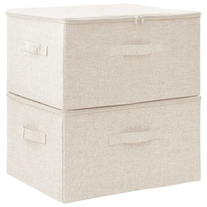 Storage Boxes 2 Pcs Fabric 43X34x23 Cm Cream