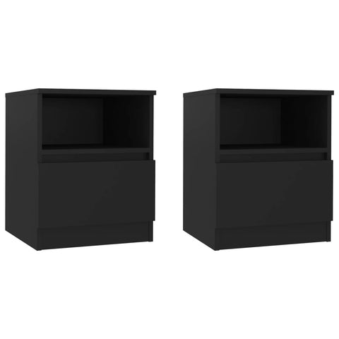 Bed Cabinets 2 Pcs Black 40X40x50 Cm Engineered Wood