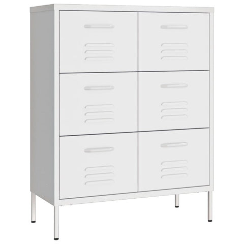 Drawer Cabinet White 80X35x101.5 Cm Steel