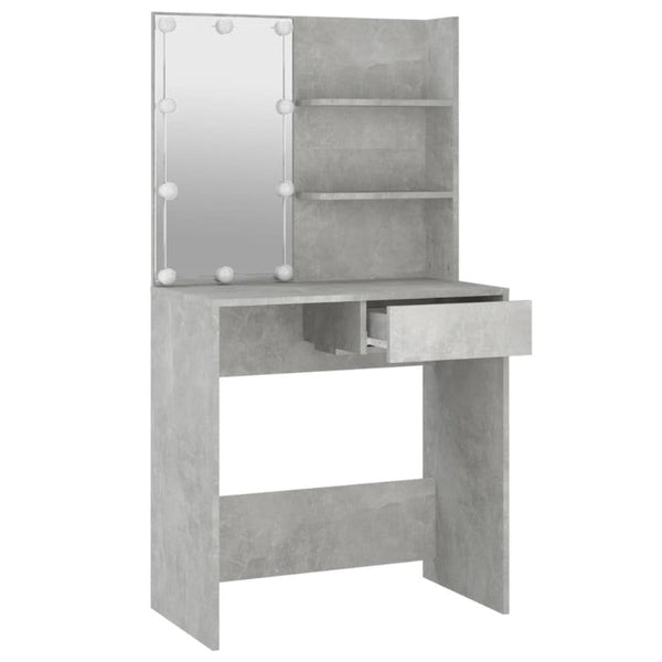 Vidaxl Dressing Table With Led Concrete Grey 74.5X40x141 Cm