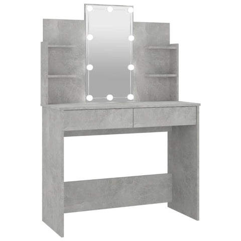 Dressing Table With Led Concrete Grey 96X40x142 Cm