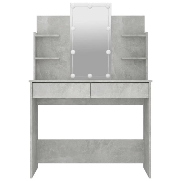 Dressing Table With Led Concrete Grey 96X40x142 Cm