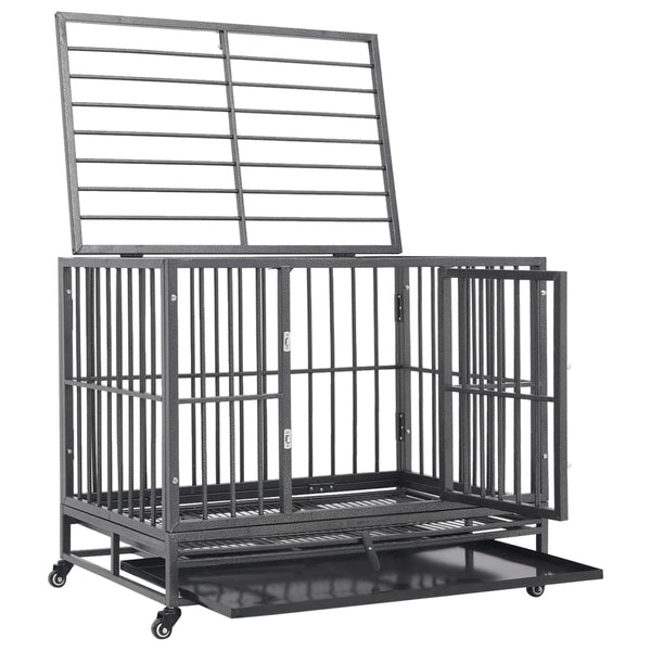 Dog Cage With Wheels Steel 92X62x76 Cm