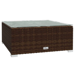 Garden Coffee Table 60X60x30 Cm Poly Rattan And Glass