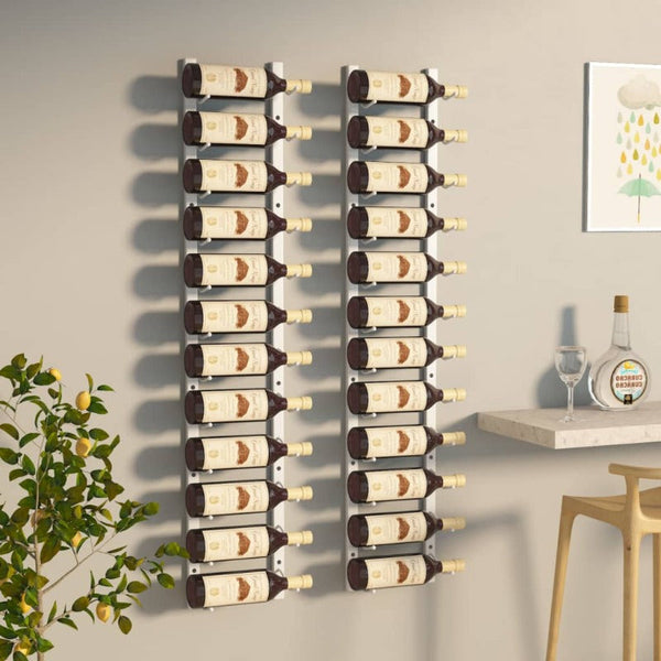 Wall Mounted Wine Rack For 12 Bottles Pcs White Iron