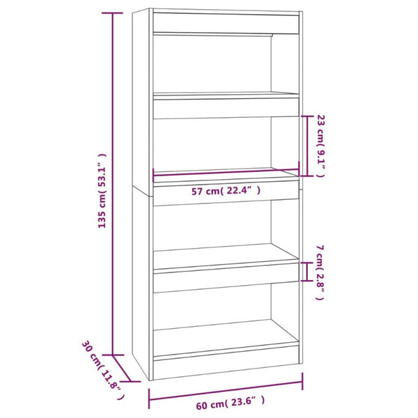 Book Cabinet/Room Divider White 60X30x135 Cm Engineered Wood