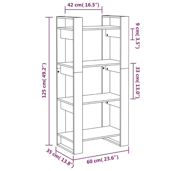 Book Cabinet/Room Divider 60X35x125 Cm Solid Wood