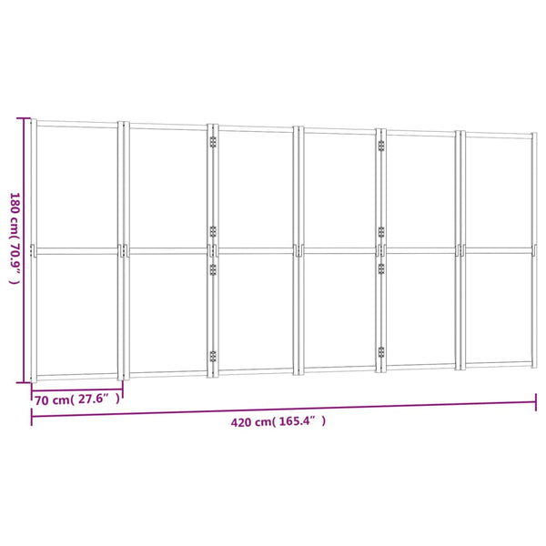 6-Panel Room Divider Black 420X180 Cm