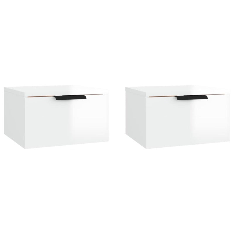Wall-Mounted Bedside Cabinets 2 Pcs High Gloss White 34X30x20 Cm