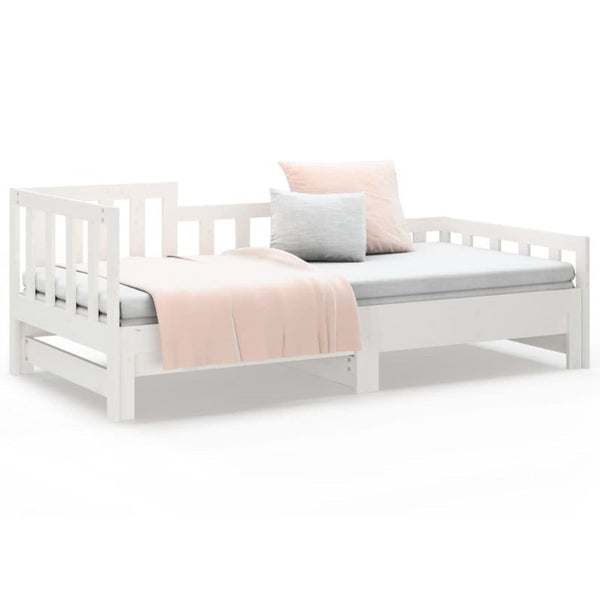 Vidaxl Pull-Out Day Bed White 2X(92X187) Cm Single Size Solid Wood Pine