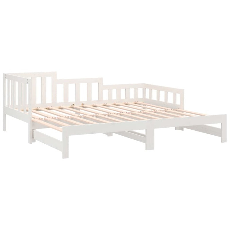 Vidaxl Pull-Out Day Bed White 2X(92X187) Cm Single Size Solid Wood Pine