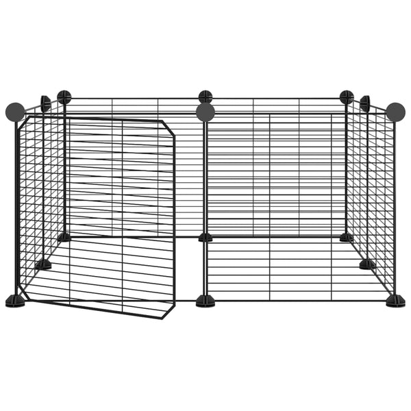 8-Panel Pet Cage With Door Black 35X35 Cm Steel