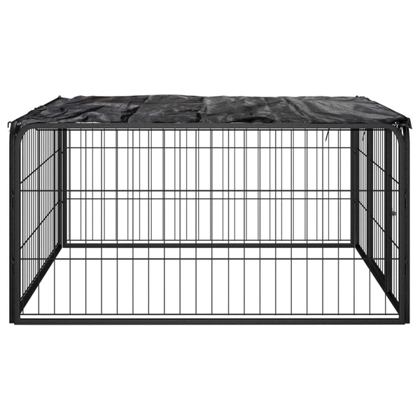 Dog Playpen 4 Panels Black 100X50 Cm Powder-Coated Steel