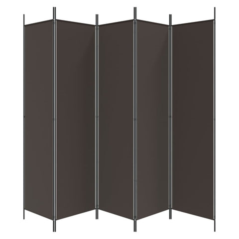 5-Panel Room Divider Brown 250X200 Cm Fabric