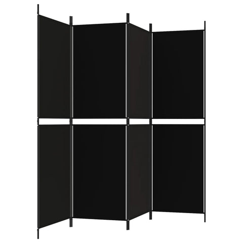 4-Panel Room Divider Black 200X180 Cm Fabric