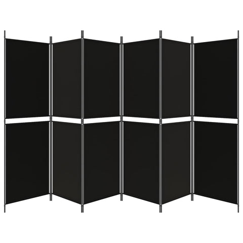 6-Panel Room Divider Black 300X180 Cm Fabric