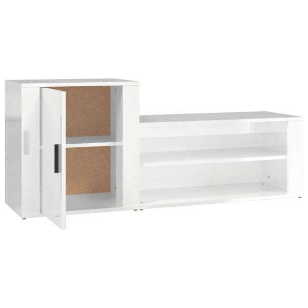 Shoe Cabinet High Gloss White 130X35x54 Cm Engineered Wood