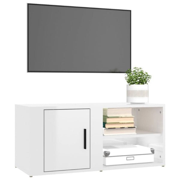 Tv Cabinets 2 Pcs High Gloss White 80X31.5X36 Cm Engineered Wood