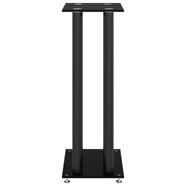 Speaker Stands 2 Pcs Black Tempered Glass 4 Pillars Design