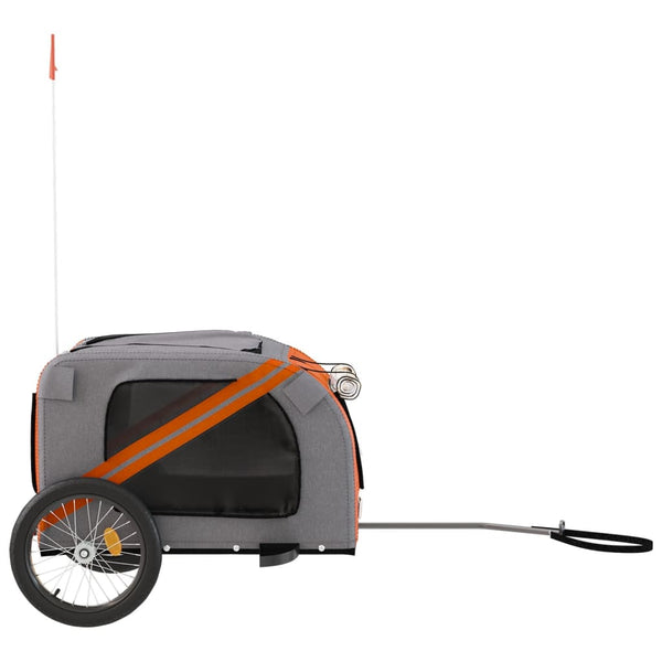 Dog Bike Trailer Orange And Black Oxford Fabric Iron