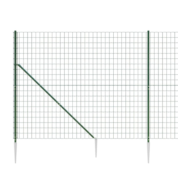 Wire Mesh Fence With Spike Anchors Green 1.4X25
