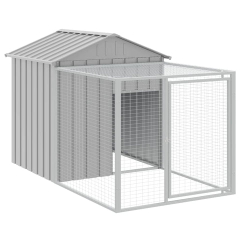 Chicken Cage With Run Light Grey 117X201x123 Cm Galvanised Steel