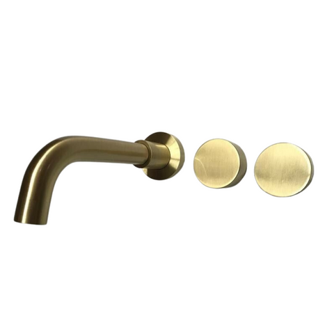 2021 New Burnished Gold Brushed Brass Mixer Watermark Wels Round Taps Wall Faucet Basin