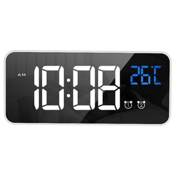 8808 Stylish Mirror Music Alarm Clock Silver