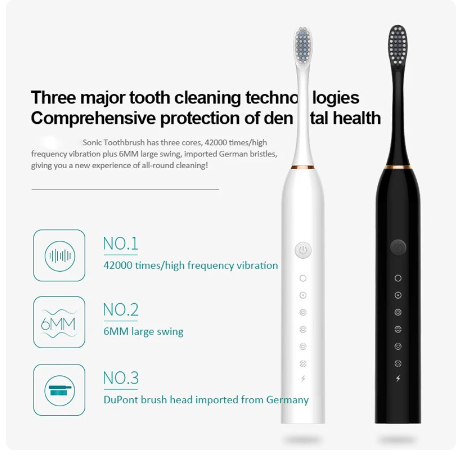 Ultrasonic Sonic Electric Toothbrush Usb Charger Smart Teeth Brush For Adults Whitening Ipx7 Waterproof Travel Box Holder