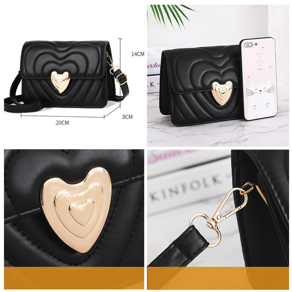 Elegant Heart Love Lock Handbag Crossbody Bag Women