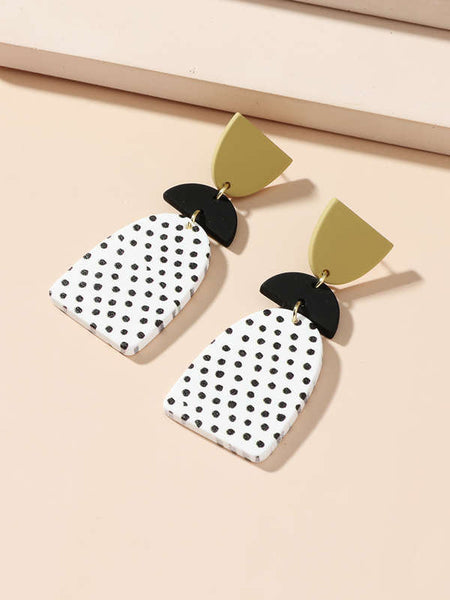 Shapes And Spots Dotty Black White Print Earrings