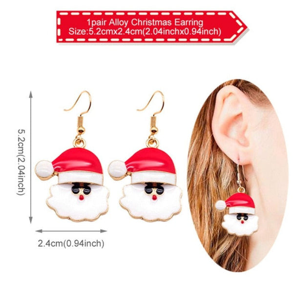 Christmas Pendant Earrings Santa Snowman Tree Snowflake Gift