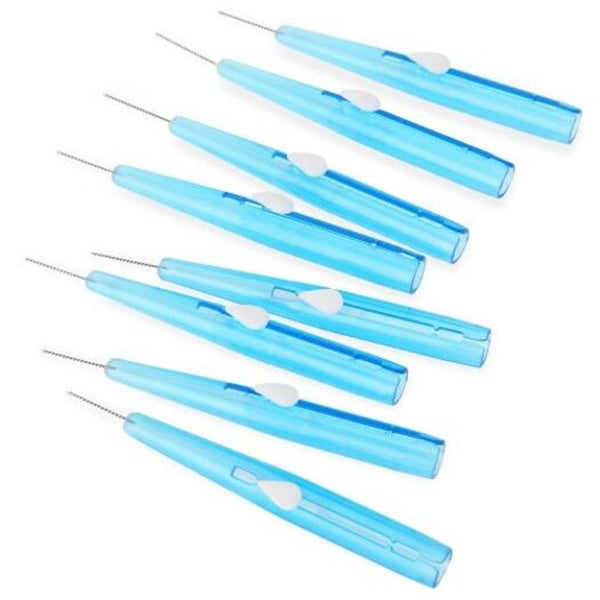 8Pcs Oral Care Interdental Brush Orthodontic Wire Toothbrush Imported Caliber 0.7Mm Blue