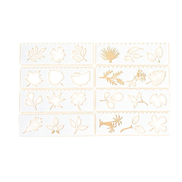 8Pcs/Set Cute Stationery Hollow Leaves Pattern Stencils Ruler Template Bookmark