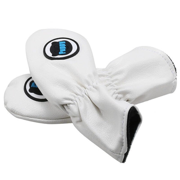 9Pcs Golf Iron Head Covers Set Waterproof Soft Pu Leather Putter White