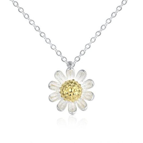 925 Sterling Silver Necklace Daisy Gold