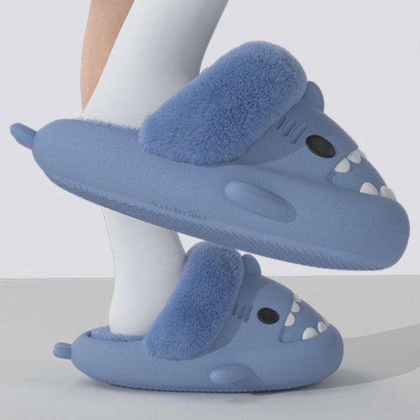 Winter Shark Slippers Detachable Warm Fuzzy Bedroom House Shoes Women