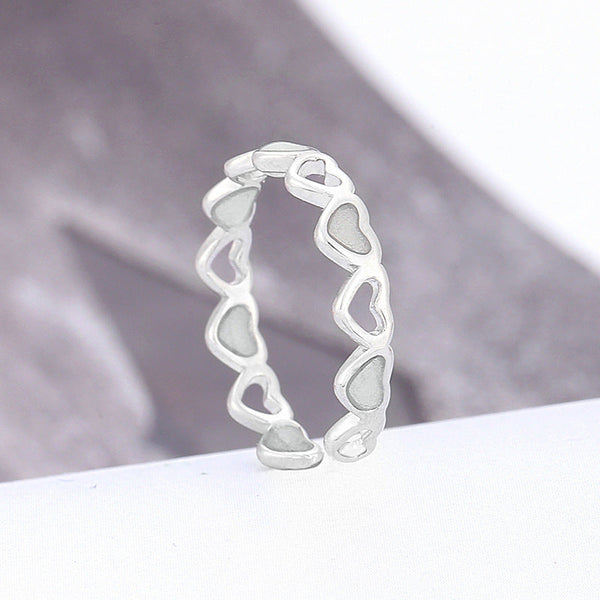 Luminous Heart Ring Glow-In-The-Dark Adjustable Love Rings