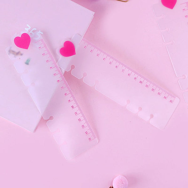 Leaf Bookmarks Pink Girl Heart Measuring Straight Ruler Tool Stationery Kawaii Accessories