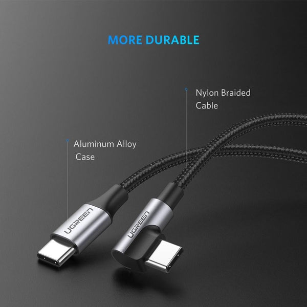 Usb-C To Angled 2.0 M/M Round Cable Aluminum Shell Nickel Plating 2M (Gray Black) 50125