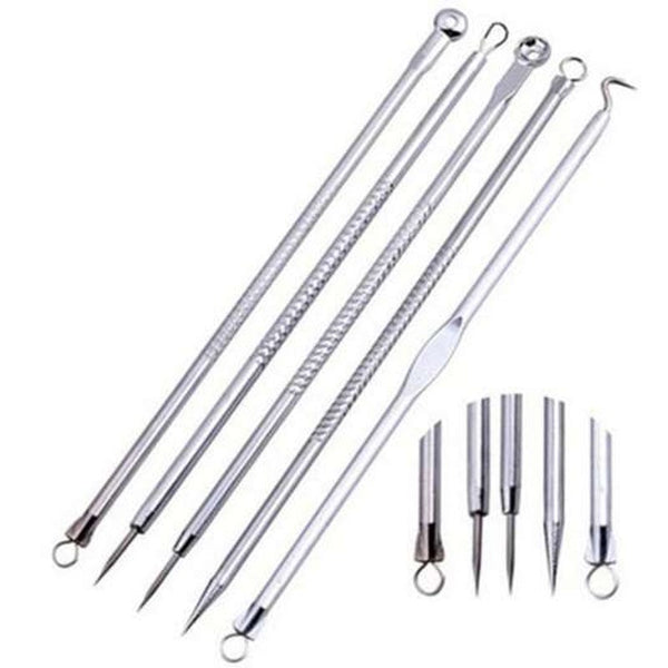 Acne Extractor Removal Cosmetic Tool 5Pcs Silver