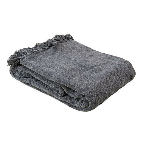 Acrylic Chenille Tassel Knitted Blanket Bed Sofa Throw Rug 150 X 200 Cm (Grey)