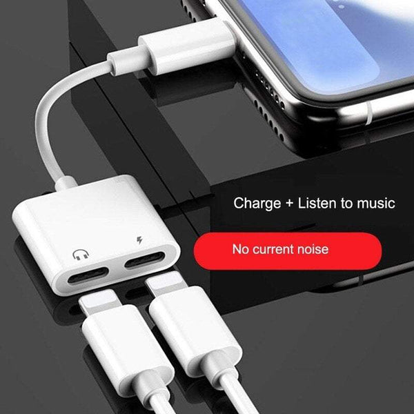 2 In 1 Audio Adapter Charging Earphone Aux Cable Splitter