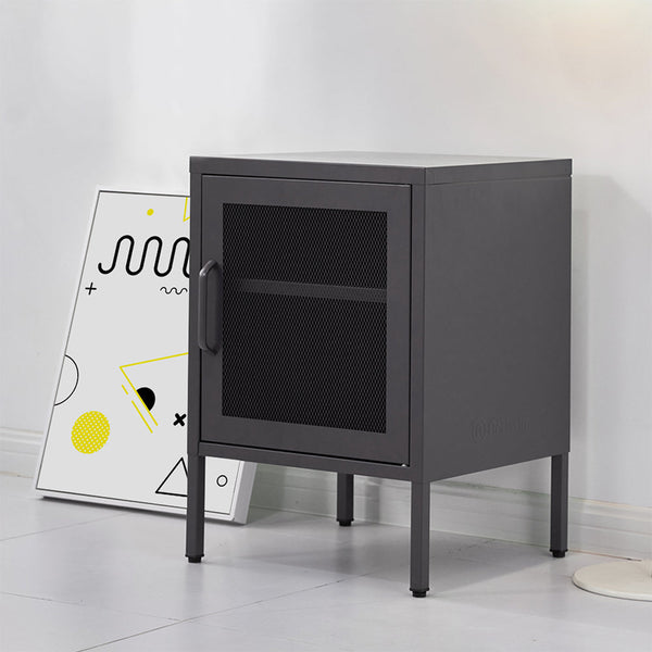 Artissin Mini Mesh Door Storage Cabinet Organizer Bedside Table Black