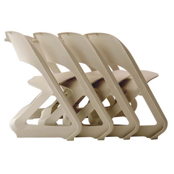 Artissin Set Of 4 Dining Chairs Office Cafe Lounge Seat Stackable Plastic Leisure Beige